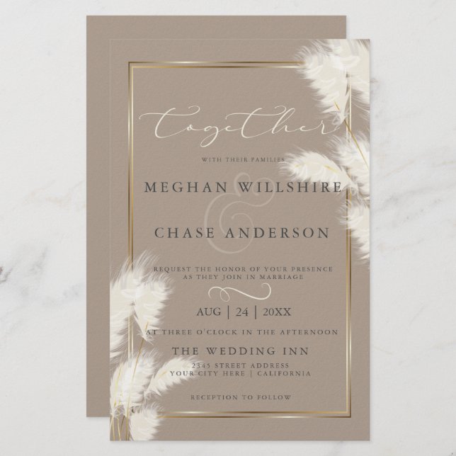 Budget Custom Abby1 Elegant Ivory Pampas Grass (Front/Back)