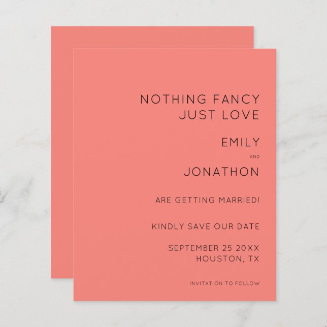 Budget Custom Coral Rose Wedding Save the Date (Front/Back)