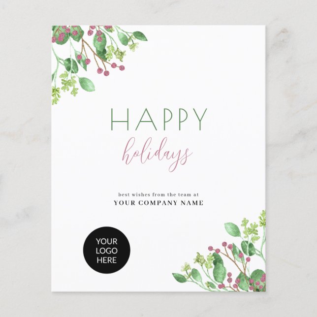 Budget custom logo business corporate holiday card (Front)