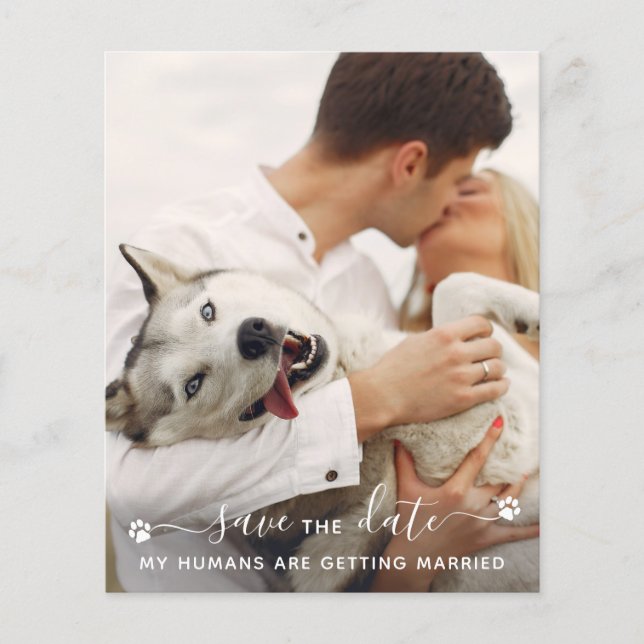 Budget Custom Pet Photo Dog Wedding Save The Date (Front)