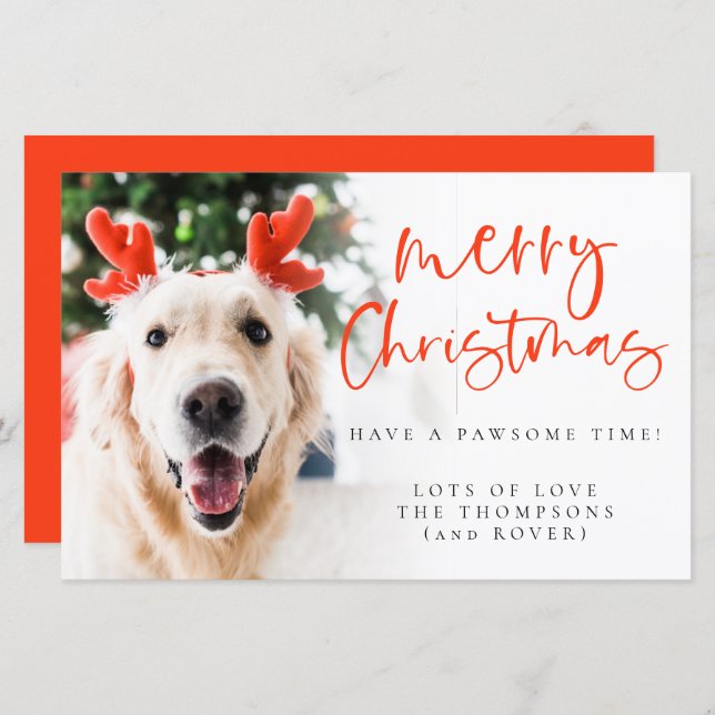 Budget Custom Pet Photo Merry Christmas Card (Front/Back)