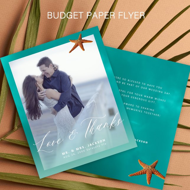 Budget custom photo beach wedding thank you flyer (Creator Uploaded)
