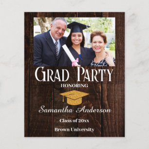 Budget Custom Photo Collage Rustic Graduation Flyer