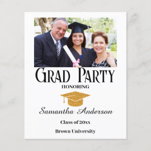 Budget Custom Photo Collage White Graduation Party Flyer