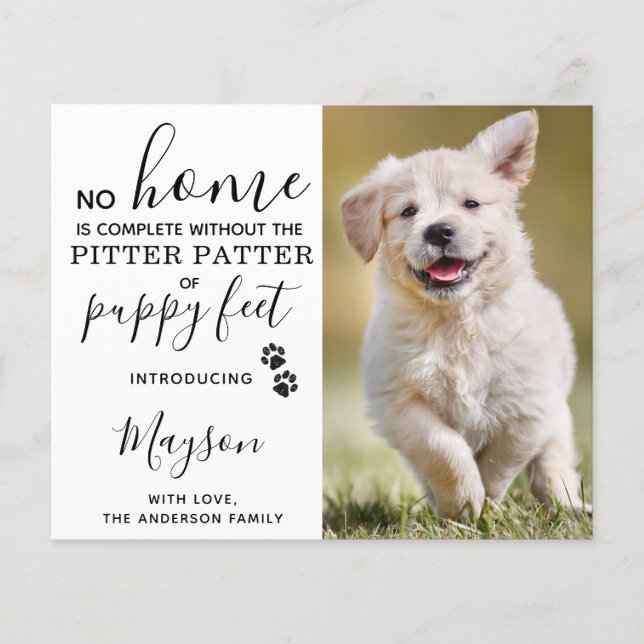 Budget Custom Photo New Pet Puppy Announcement  (Front)