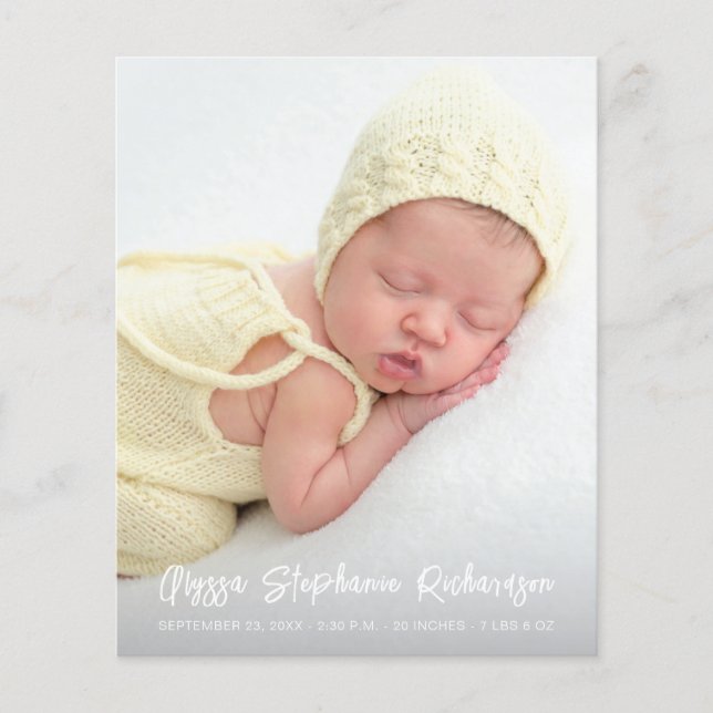 Budget Cute 4 Multi Photo Verti Baby Announcement Flyer (Front)
