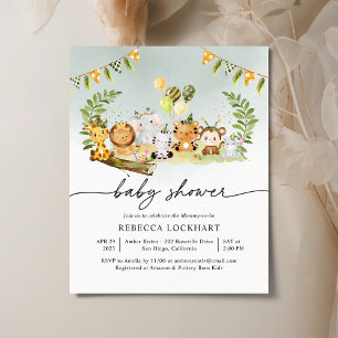Budget Cute Animal Boy Baby Shower Invitation