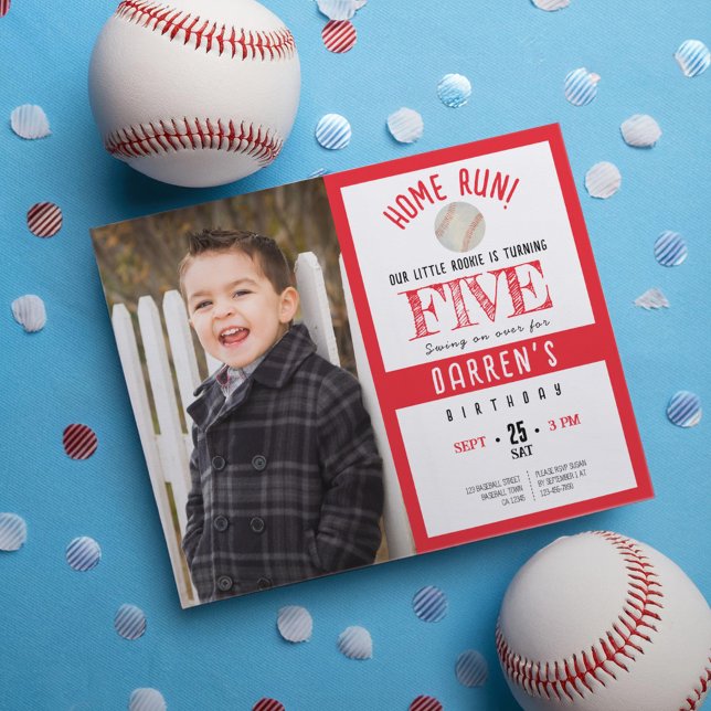 Budget Cute Baseball Photo Birthday Invitation (Creator Uploaded)