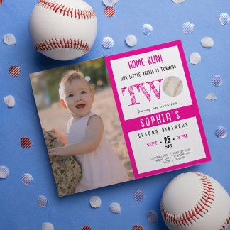 Budget Cute Baseball Photo Girl 2nd Birthday