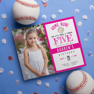 Budget Cute Baseball Photo Girl Birthday