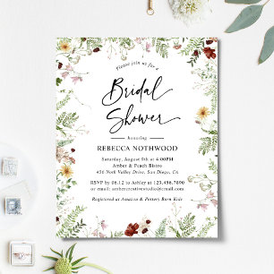 Budget Cute Boho Florals Bridal Shower Invitation