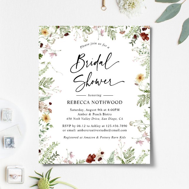 Budget Cute Boho Florals Bridal Shower Invitation (Creator Uploaded)