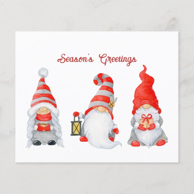 Budget Cute Christmas Gnomes Holiday Card (Front)