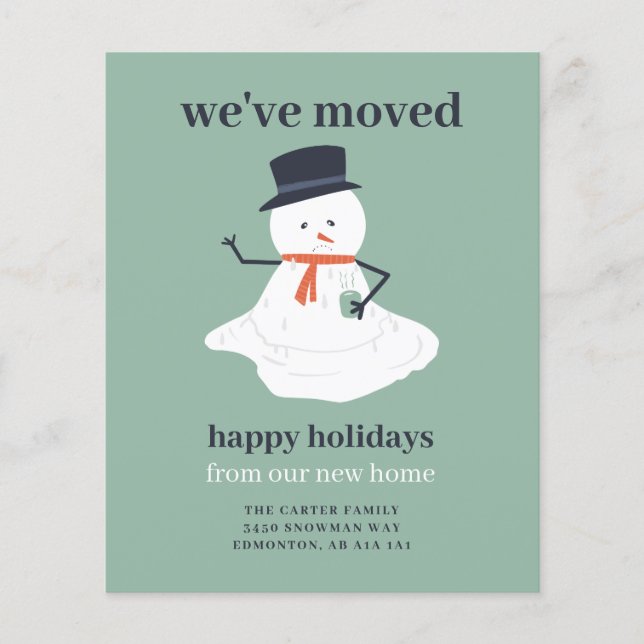 Budget Cute Christmas Moving Announcement Snowman (Front)