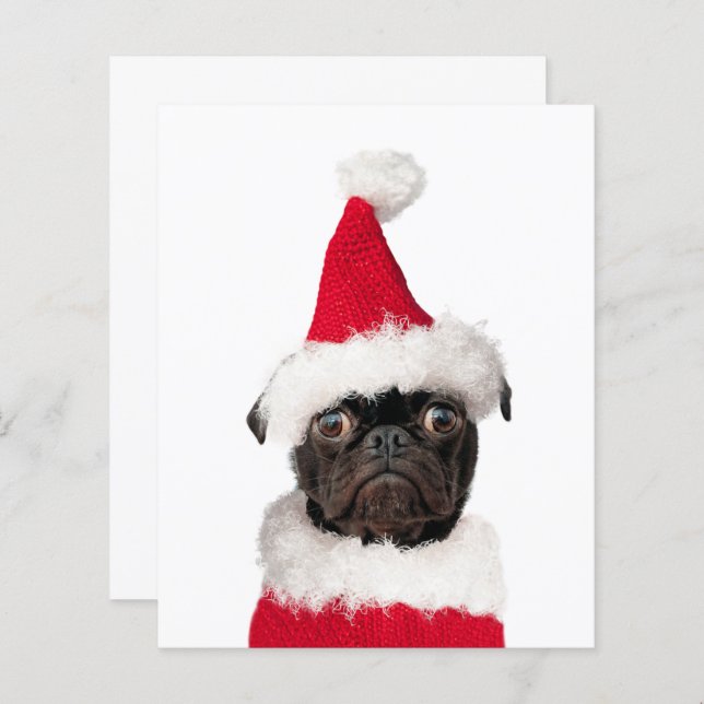 Budget Cute Christmas Pug Puppy Santa (Front/Back)