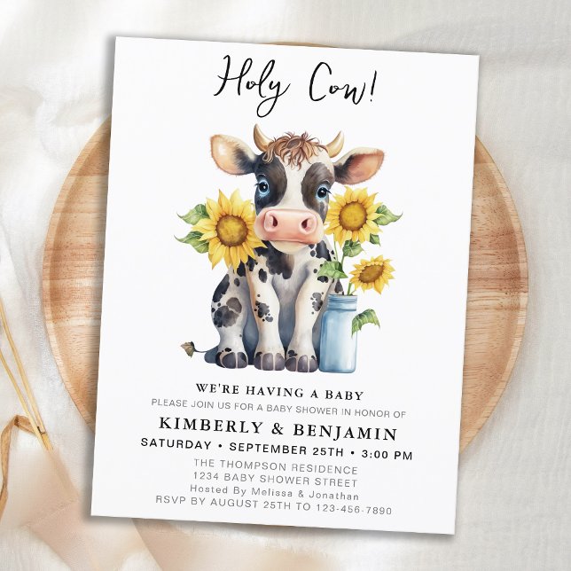 Budget Cute Cow Sunflowers Couples Baby Shower (Creator Uploaded)