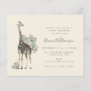 Budget Cute Floral Giraffe Simple Baby Shower