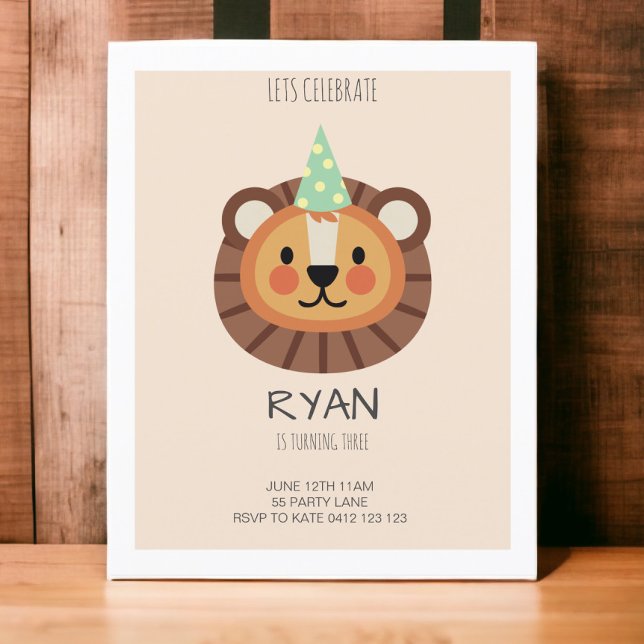 BUDGET Cute Lion Minimalist Invitation (Creator Uploaded)