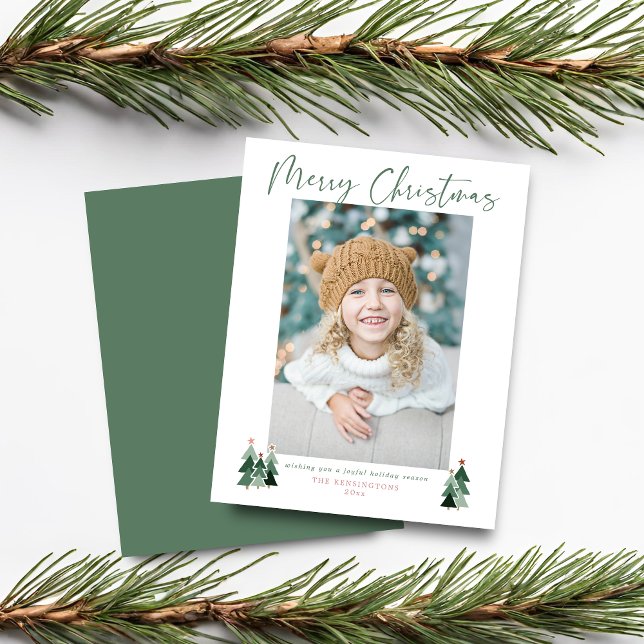 Budget Cute Minimalist Modern Christmas Photo (Budget Cute Minimalist Modern Christmas Photo Card)