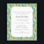 Budget Cute Mint Green Pink Floral Bat Mitzvah<br><div class="desc">Budget Cute Mint Green Pink Floral Flowers Bat Mitzvah Invitation</div>
