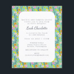 Budget Cute Mint Green Pink Floral Bat Mitzvah<br><div class="desc">Budget Cute Mint Green Pink Floral Flowers Bat Mitzvah Invitation</div>