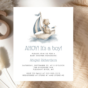 Budget Cute Nautical Teddy Bear Boy Baby Shower