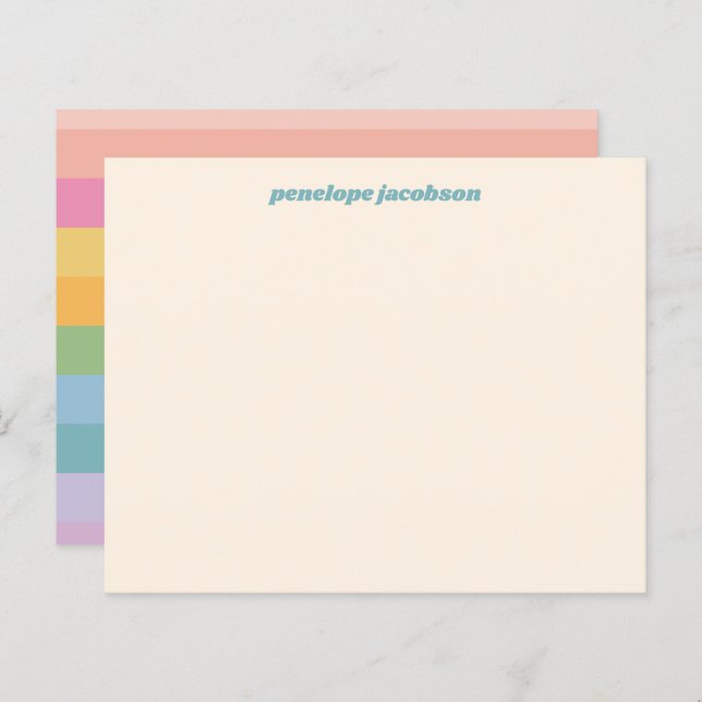 Budget Cute Pastel Stripe Personalised Stationery  (Front/Back)
