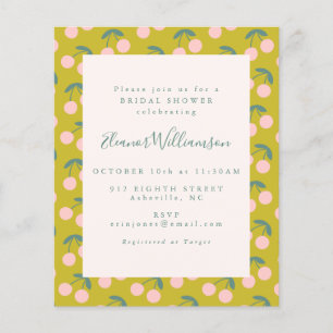 Budget Cute Pink Green Cherry Fruit Bridal Shower