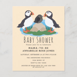Budget Cute Puffin Baby Shower Invitation