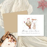 Budget Cute Santa Snowman Merry Christmas<br><div class="desc">Budget Fun Cute Santa Snowman Merry Christmas. A budget price smaller 4.5 x 5.6” card on a semi gloss 110lbs similar in thickness to a postcard. There is ONE per sheet. Easily personalise with your greeting and names and year at the bottom. Merry Christmas is in a stylish set script....</div>