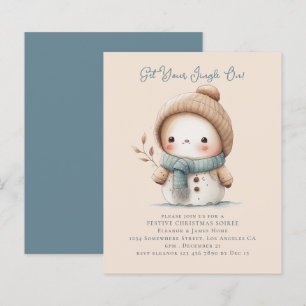 Budget Cute Snowman Christmas Party Invite