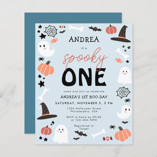 Budget Cute Spooky One Halloween Boy 1st Birthday  (Front/Back)