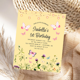 Budget Cute Wildflower 1st Birthday Invitation