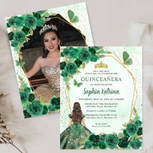 Budget Dark Green Floral Princess Photo Quince