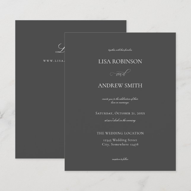 Budget Dark Grey Calligraphy Wedding (Front/Back)