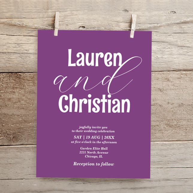 Budget Dark Purple Scripture Wedding Invitation (Creator Uploaded)