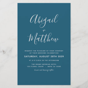 Budget Dark Teal Simple Wedding Invitation  Flyer