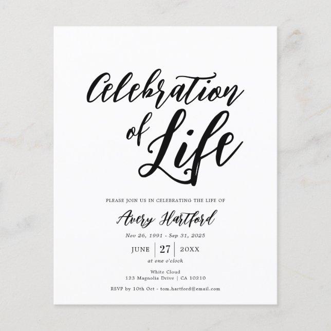 Budget Death Anniversary Celebration Of Life Flyer (Front)