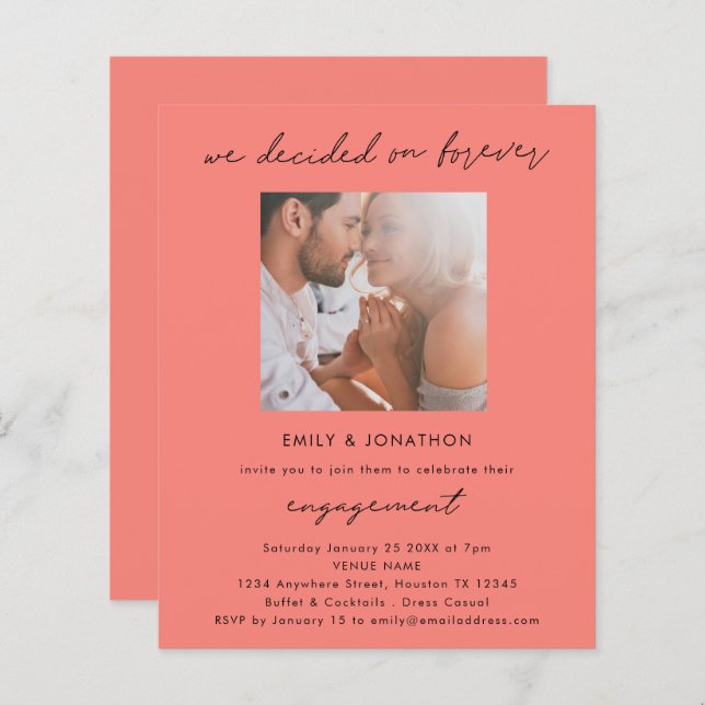 Budget Decided On Forever Photo Engagement Coral (Front/Back)