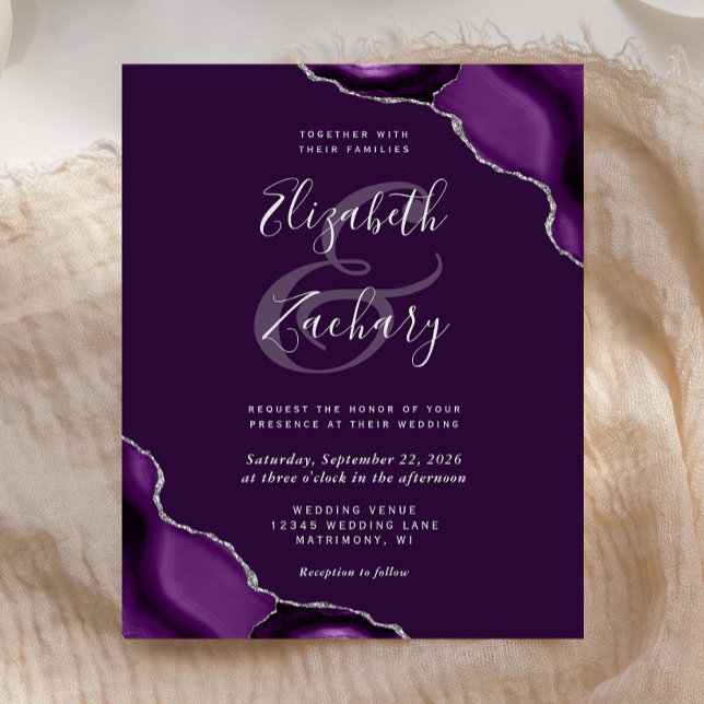 Budget Deep Purple Silver Agate Corners Wedding (Creator Uploaded)