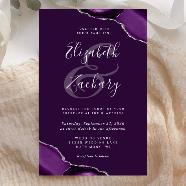 Budget Deep Purple Silver Agate Corners Wedding (Creator Uploaded)