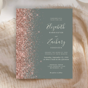 Budget Deep Sage Green Rose Gold Glitter Wedding