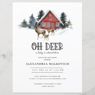Budget Deer Themed Woodland Baby Shower Invitation