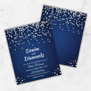 Budget Denim & Diamonds 21st Birthday Invitation
