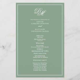 Budget Devoted Wedding Set in Basil Green Program Flyer