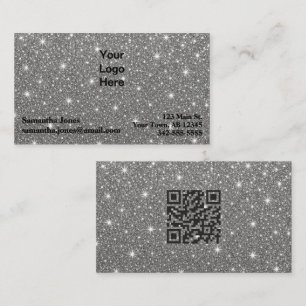Budget Diamond Sparkly QR Code Business Card