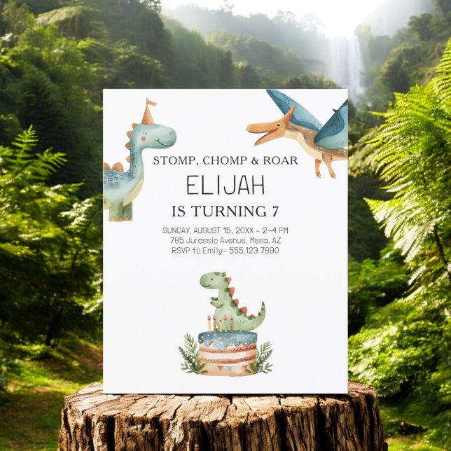 Budget Dinosaur Birthday Kids Party Invitation (Creator Uploaded)