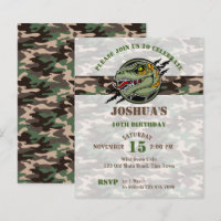 Budget Dinosaur birthday raptor camouflage invite