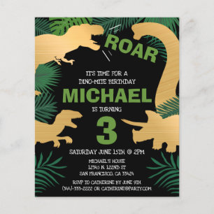 Budget Dinosaur Kids Dino Trex Birthday Invitation Flyer