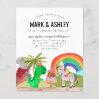 Budget Dinosaur Unicorn Cake Candle Joint Birthday